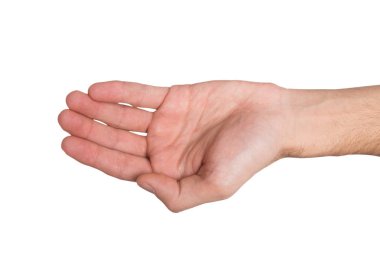 Açık el, üstten görünüm, izole adam uzanmış