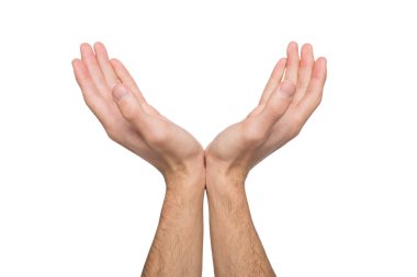 Adam ellerini götürdü şeklinde tutmak kesme