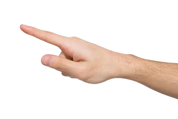 Hand gestures - man pointing away, isolated Royalty Free Stock Images