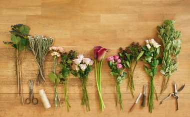 Çiçek Dükkanı arka plan. Buket teslim için taze gül