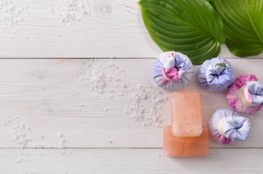 Kaplıca tedavisi, Aromaterapi arka plan. Ayrıntılar ve aksesuarları