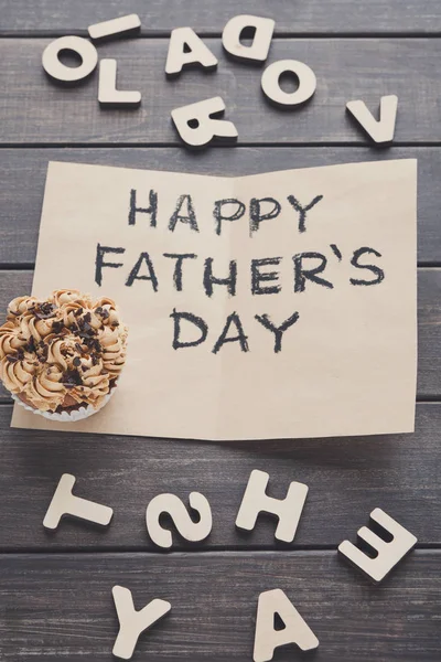 Carte Happy Fathers Day sur fond de bois rustique — Photo