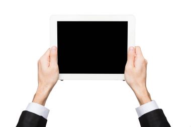 Erkek eli boş tablet ekran tut