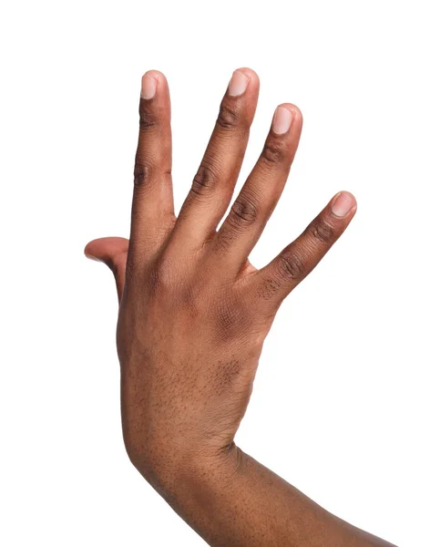 Zwarte mannelijke hand geïsoleerd op witte achtergrond — Stockfoto