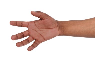 Siyah beyaz arka plan üzerinde izole el alarak