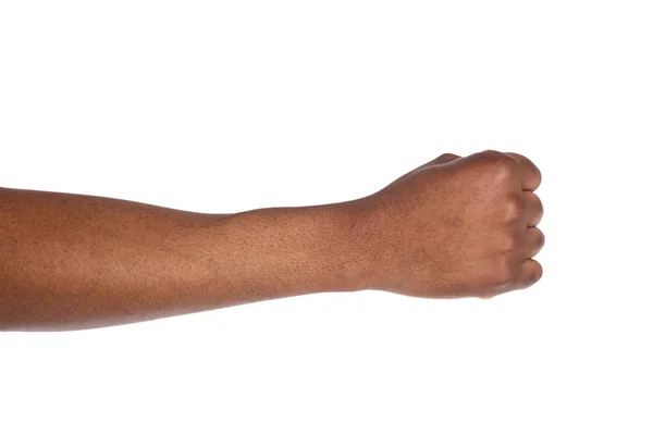 Мужской черный кулак изолирован на белом фоне — стоковое фото