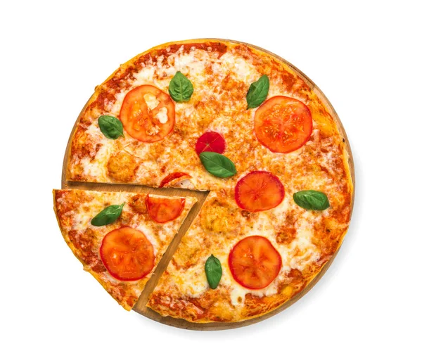 Deliziosa pizza con mozarella e pomodori - Margherita — Foto Stock