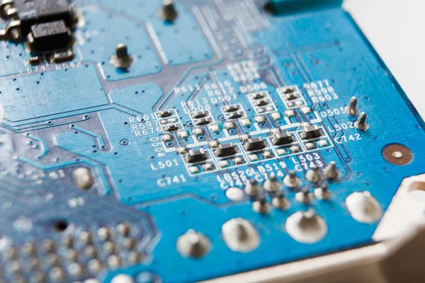 Laptop motherboard microcircuit closeup — Zdjęcie stockowe