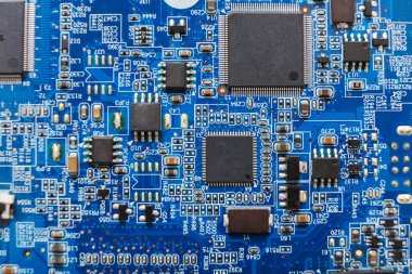 Bilgisayar anakart bileşenleri yakın kontör, görünümü