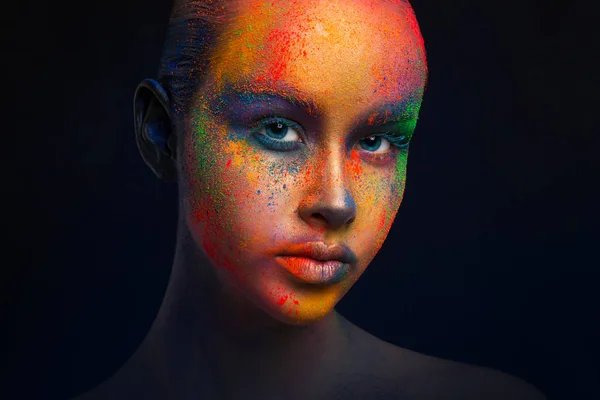 Kreatywne sztuka makijażu, moda model piękny portret zbliżenie — Zdjęcie stockowe