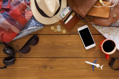 Seyahat hazırlıkları arka plan, kopya alanı