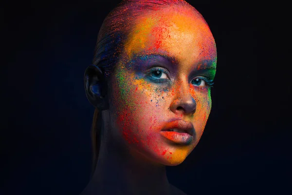 Arte creativo de maquillaje, retrato de primer plano de modelo de moda —  Fotos de Stock