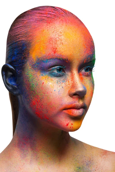 Kreatywne sztuka makijażu, moda model piękny portret zbliżenie — Zdjęcie stockowe