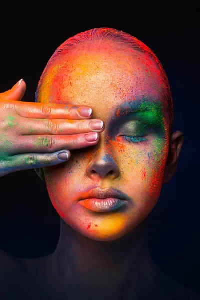 Model with colorful art make-up, close-up — Stock Photo, Image