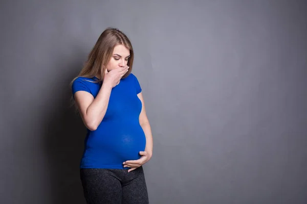 Young vomiting woman portrait