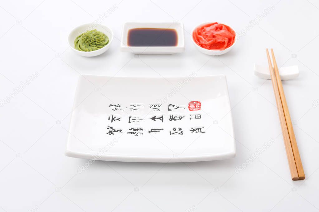 Sushi tablewear at white background