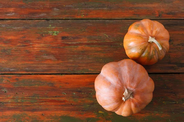 Kopya alanı kırmızı ahşap zemin üzerine kabaklar