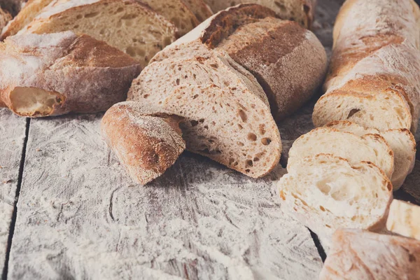 Ekmek arka plan closeup ahşap tablo