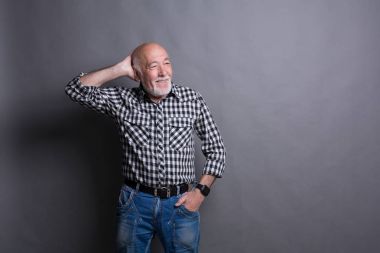 Neşeli komuta sizde dokunuyor onun saç, kopya alanı