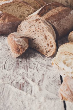 Ekmek arka plan closeup ahşap tablo