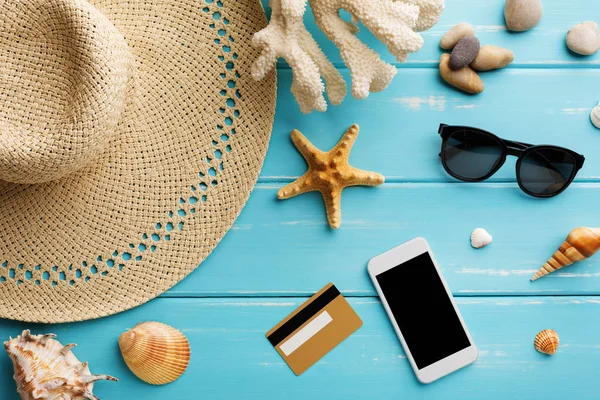 Deniz mavi Wood, smartphone üzerinde alışveriş online