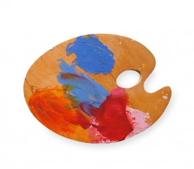 Renkli boya konturları, izole paletle sanat