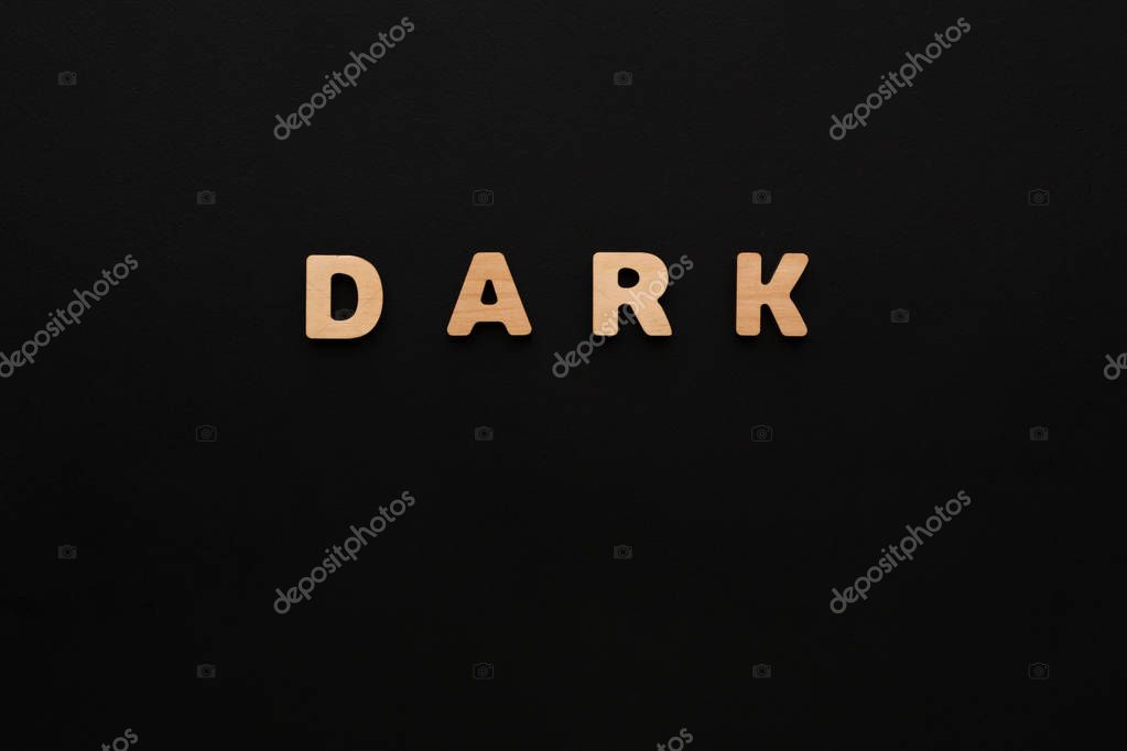 Background black with words Word Dark on black background — Stock