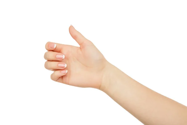 Vrouwelijke hand met kaart, telefoon of andere, bijsnijden, knipsel — Stockfoto