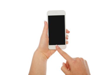 El işaret cep telefonu blanck ekran, kırpma, kesme