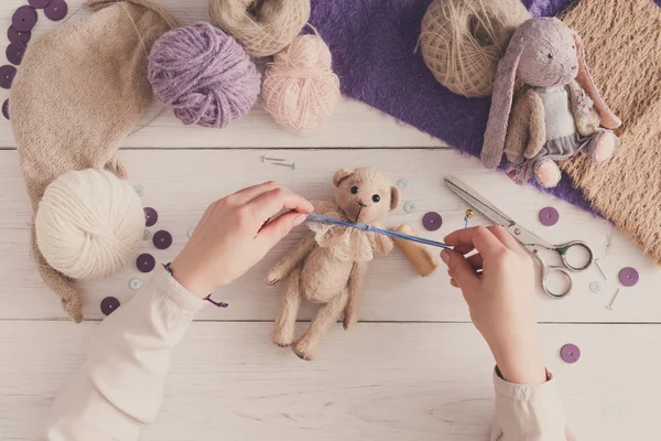 Process of making vintage toy, top view — Stock Photo, Image