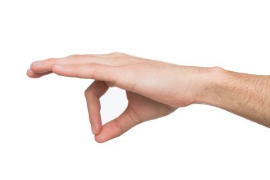 Adam el jest kapmak sırasında bazı öğeler üzerinde beyaz izole yapma