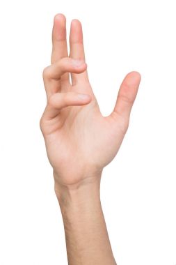 Kartı, telefon ya da diğer beyaz izole tutan erkek el