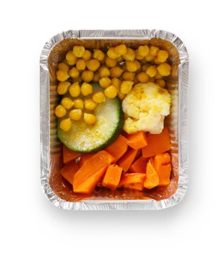 Sağlıklı gıda kutularında, diyet kavramı. Mısır, kabak, zuccini, karnabahar