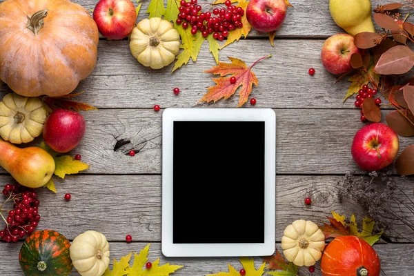 Sonbaharda hasat ve tablet ile Mevsimlik arka plan