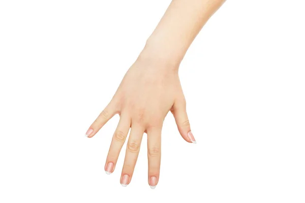Female hand lowing to grab something, crop, cutout — Stock Photo, Image
