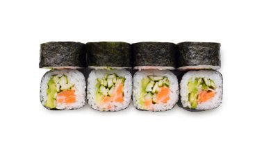 Somon kümesi üzerinde izole beyaz, portre rulo