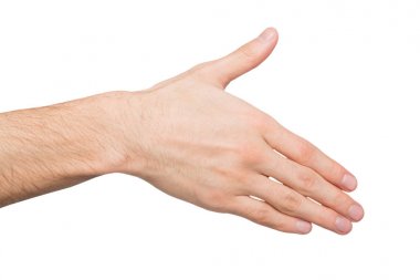 El beyaz izole el sıkışma için hazır