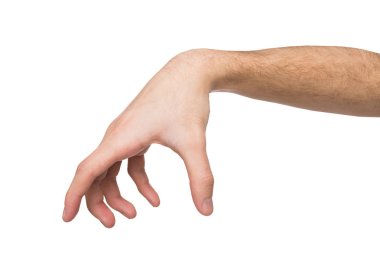 Adam el jest kapmak sırasında bazı öğeler üzerinde beyaz izole yapma