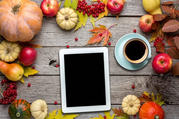 Sonbaharda hasat ve tablet ile Mevsimlik arka plan