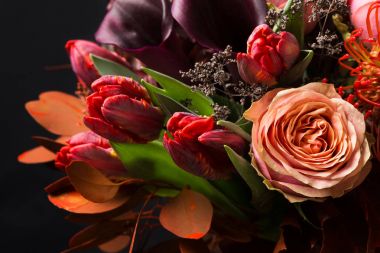 Siyah arka plan, sonbahar buket