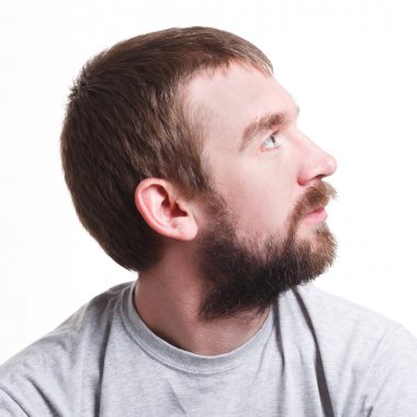 Düşünceler, yan görünüm dalgın düşünceli yüzü olan adam kayıp