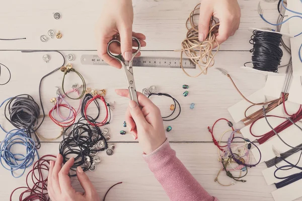 Handmade jewelry making, female hobby — Stock Photo, Image