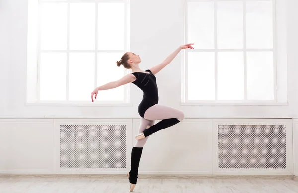 Beautiful ballerina stands in ballet pirouette