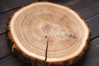 Boş disk, doğal ahşap doku, arka plan yuvarlak ahşap