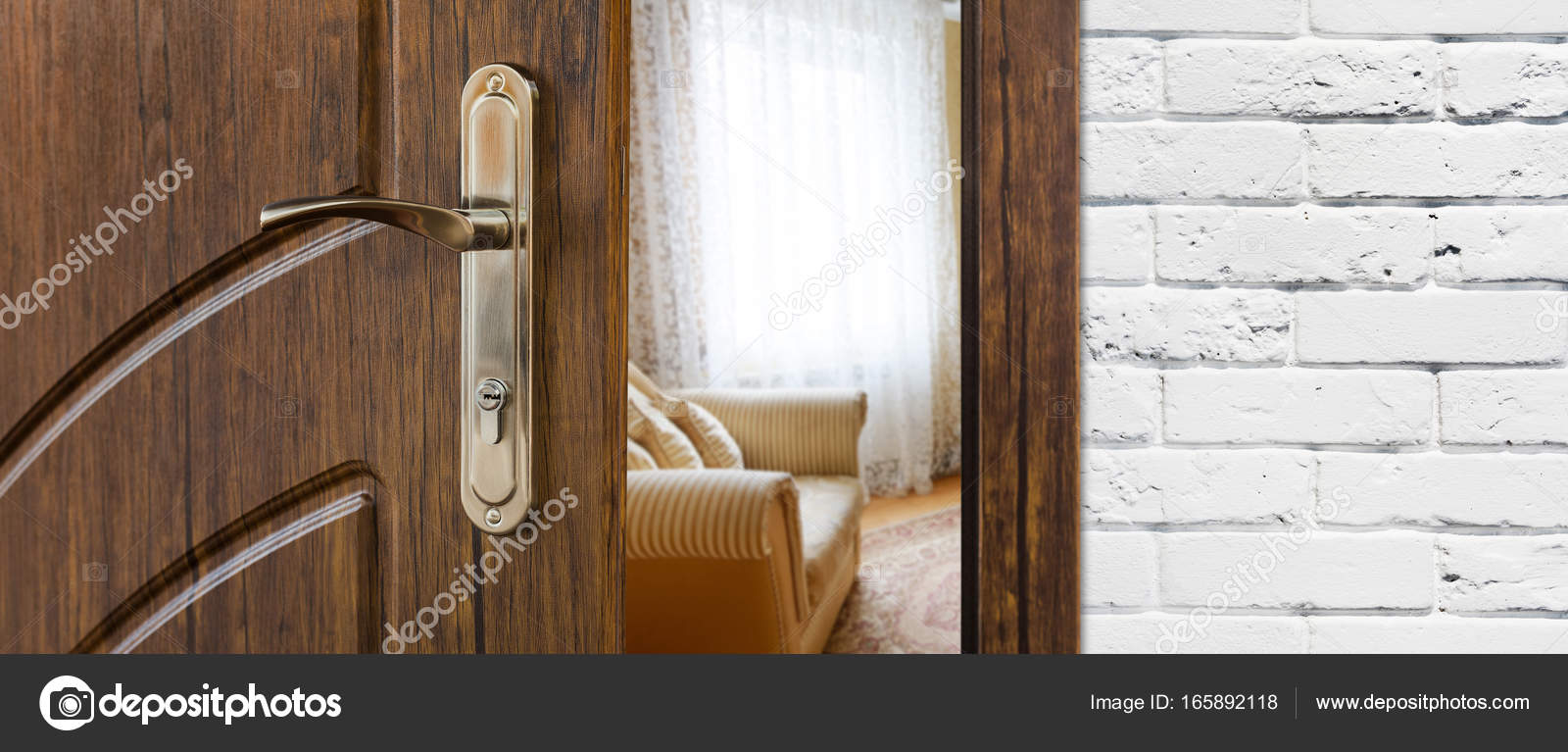 Half open door of a modern living room closeup. — Stock Photo © Milkos