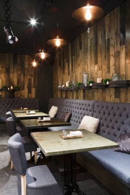 Ahşap içinin rahat Restoran, kopya alanı