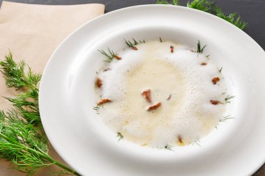 Tatlım mantar ile lezzetli krem çorba yakın çekim