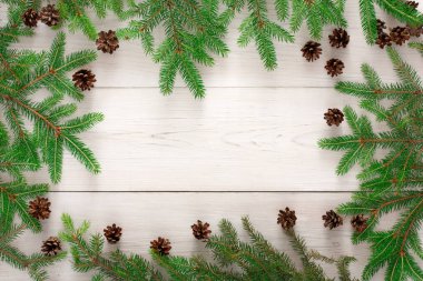 Arka plan Christmas tree dalları çerçeve