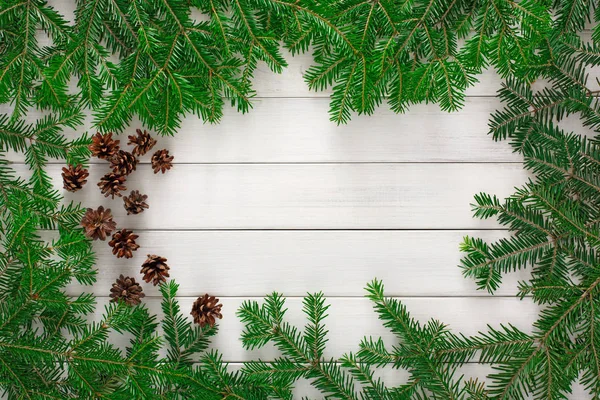 Kerstboom takken frame achtergrond — Stockfoto