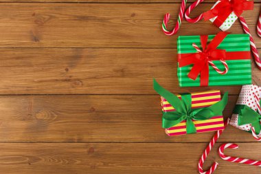 Neşeli Noel arka plan, üstten görünüm